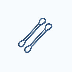 Image showing Cotton buds sketch icon. 