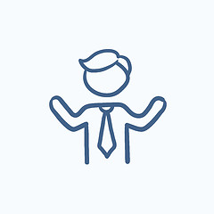 Image showing Man with raised arms sketch icon.