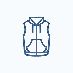 Image showing Vest down jacket sketch icon.