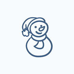 Image showing Snowman sketch icon.