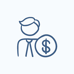 Image showing Man with dollar sign sketch icon.