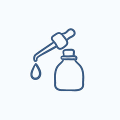 Image showing Bottle of essential oil and pipette sketch icon.