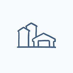 Image showing Farm buildings sketch icon.