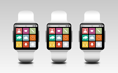 Image showing smart watches with menu icons on screen