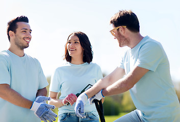 Image showing group of volunteers planting tree in park