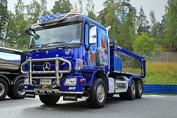 Image showing Blue Mercedes-Benz Actros Tipper Truck Flash Horse