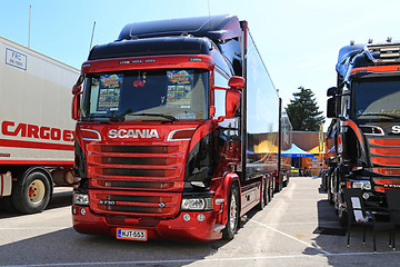 Image showing New Red and Blue Scania R730 Combination Vehicle