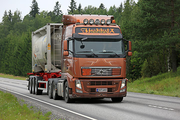 Image showing Brown Volvo FH Semi Tank Truck for Chemical Transport