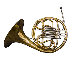 Image showing Antique Dented French Horn
