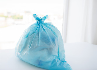 Image showing close up of rubbish bag with trash at home