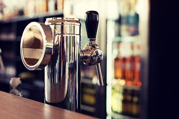 Image showing close up of single tap chrome draft beer tower