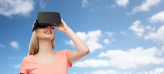 Image showing woman in virtual reality headset or 3d glasses