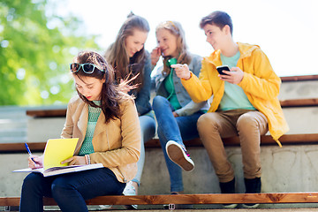 Image showing student girl suffering of classmates mockery