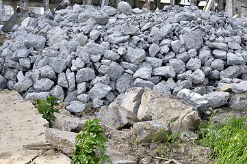 Image showing Building debris - the broken stones of the destroyed building