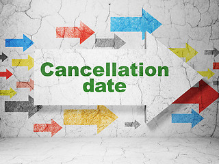 Image showing Law concept: arrow with Cancellation Date on grunge wall background