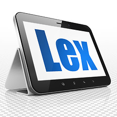 Image showing Law concept: Tablet Computer with Lex on display