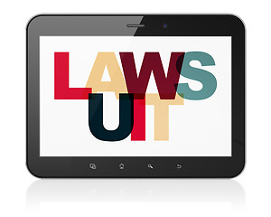 Image showing Law concept: Tablet Computer with Lawsuit on  display