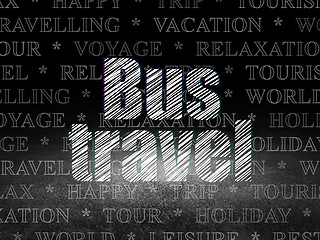 Image showing Tourism concept: Bus Travel in grunge dark room