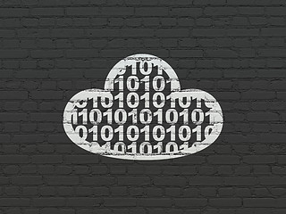 Image showing Cloud computing concept: Cloud With Code on wall background