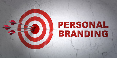Image showing Advertising concept: target and Personal Branding on wall background