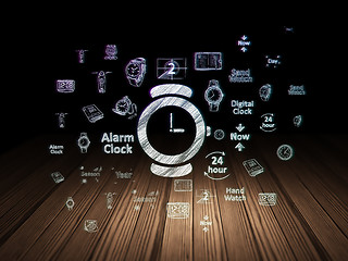 Image showing Timeline concept: Hand Watch in grunge dark room