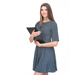 Image showing Portrait of smiling business woman with paper folder