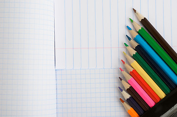 Image showing Colored pencils and paper