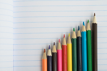 Image showing Colored pencils and paper