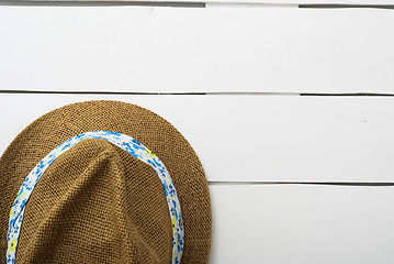 Image showing beach accessories on wooden board