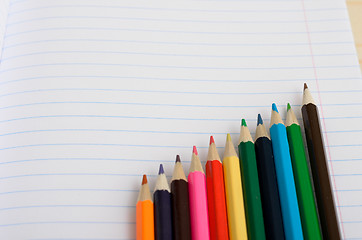 Image showing Colored pencils and paper