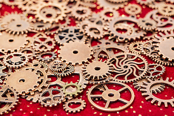 Image showing Vintage Mechanical Cogwheel Gears Wheels