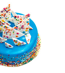 Image showing Birthday Blue Cake with Colorful Sprinkles