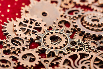 Image showing Vintage Mechanical Cogwheel Gears Wheels