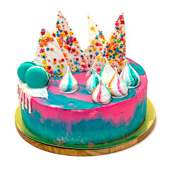 Image showing Birthday Vibrant Cake with Colorful Sprinkles