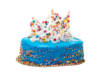 Image showing Birthday Blue Cake with Colorful Sprinkles