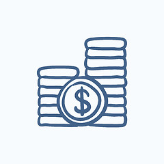 Image showing Dollar coins sketch icon.