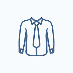 Image showing Shirt with tie sketch icon.