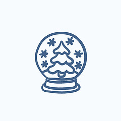 Image showing Snow globe with christmas tree sketch icon.