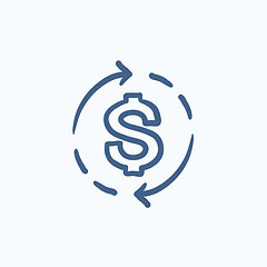 Image showing Dollar symbol with arrows sketch icon.