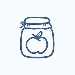 Image showing Apple jam jar sketch icon.