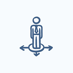 Image showing Businessman in three ways sketch icon.