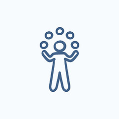 Image showing Man juggling with balls sketch icon.