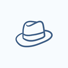 Image showing Fedora hat sketch icon.