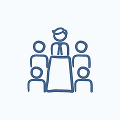 Image showing Business meeting in the office sketch icon.