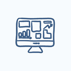 Image showing Monitor with business graphs sketch icon.