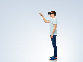 Image showing happy man in virtual reality headset or 3d glasses