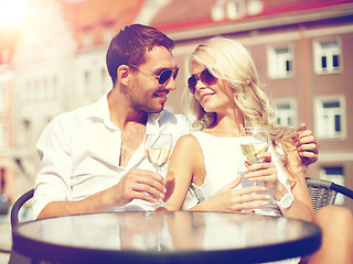 Image showing couple drinking wine in cafe