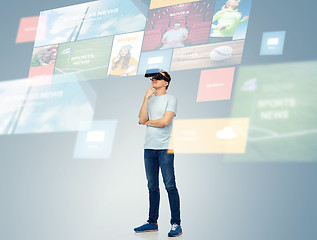 Image showing happy man in virtual reality headset or 3d glasses