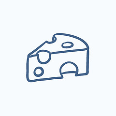Image showing Piece of cheese sketch icon.