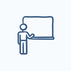 Image showing Professor pointing at blackboard sketch icon.